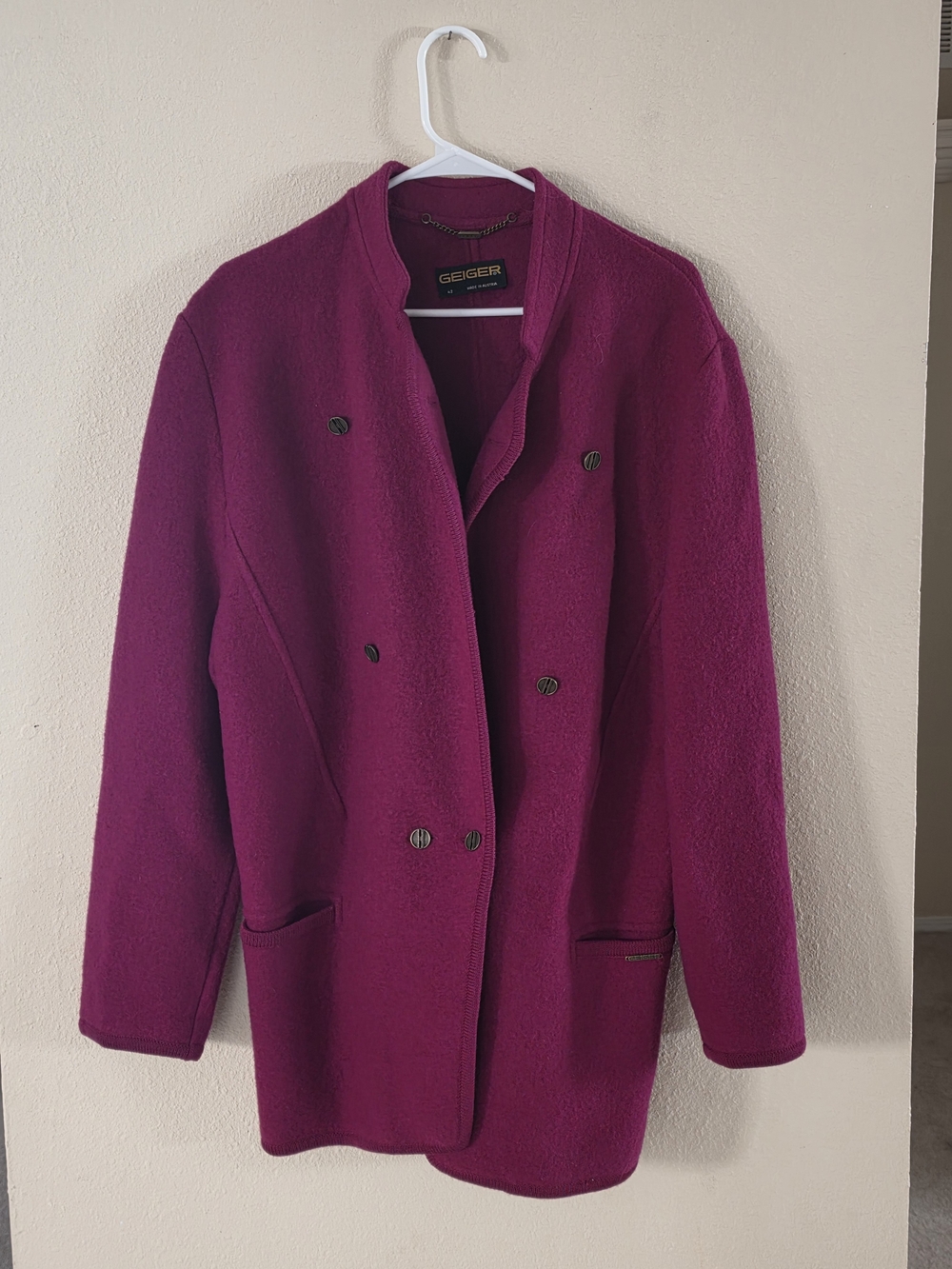 Women’s Magenta Double-Breasted Wool Coat